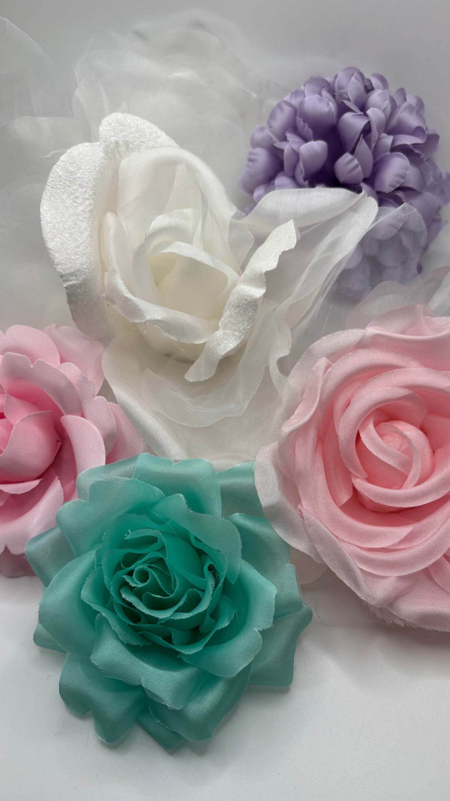 Karin's Garden 10" "Ariana" White Silk & Velvet Organza Rose Brooch Pin & Clip. A Statement Flower