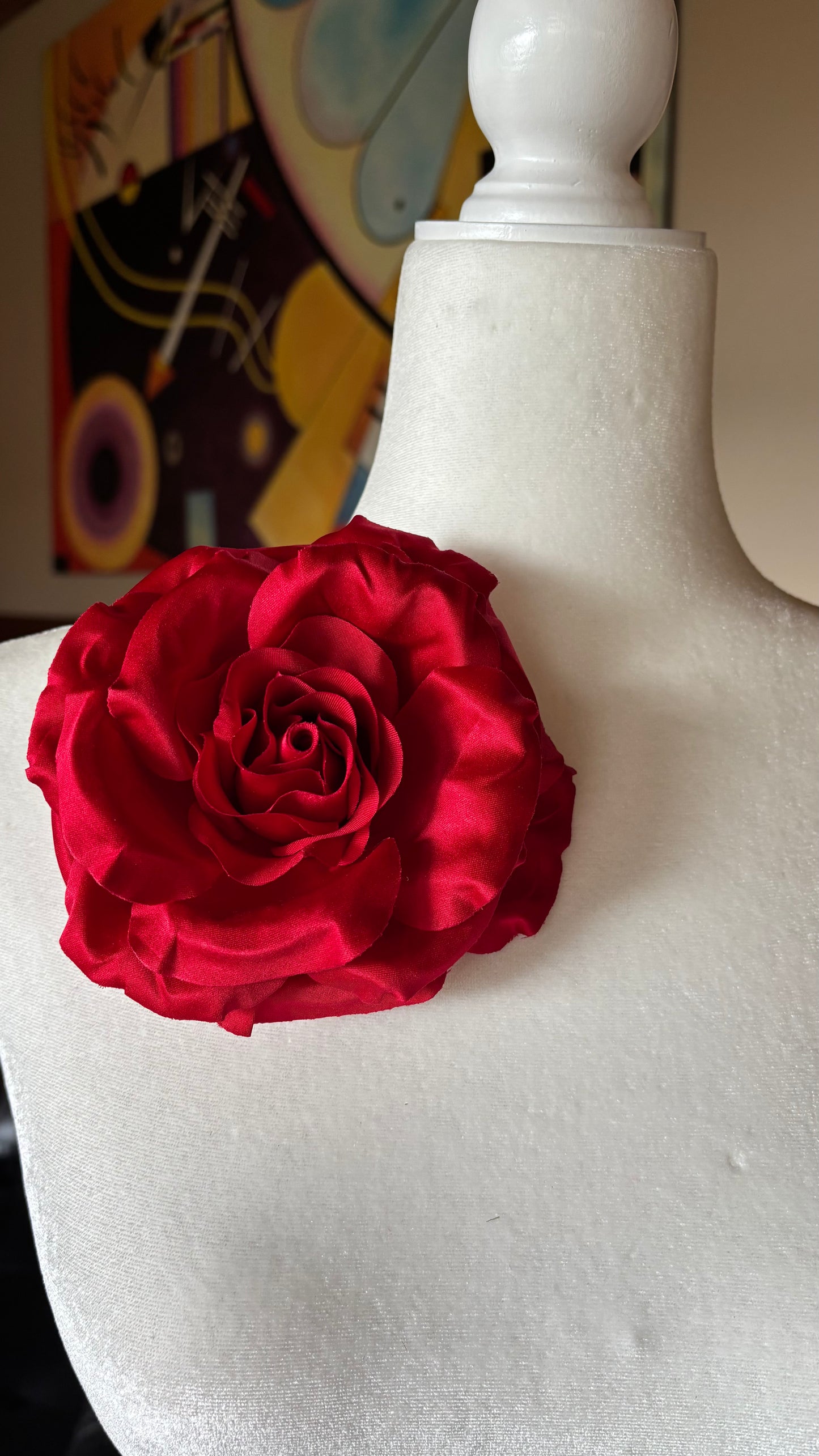 Seraphina Red Silk Satin Rose Pin & Clip, 5"