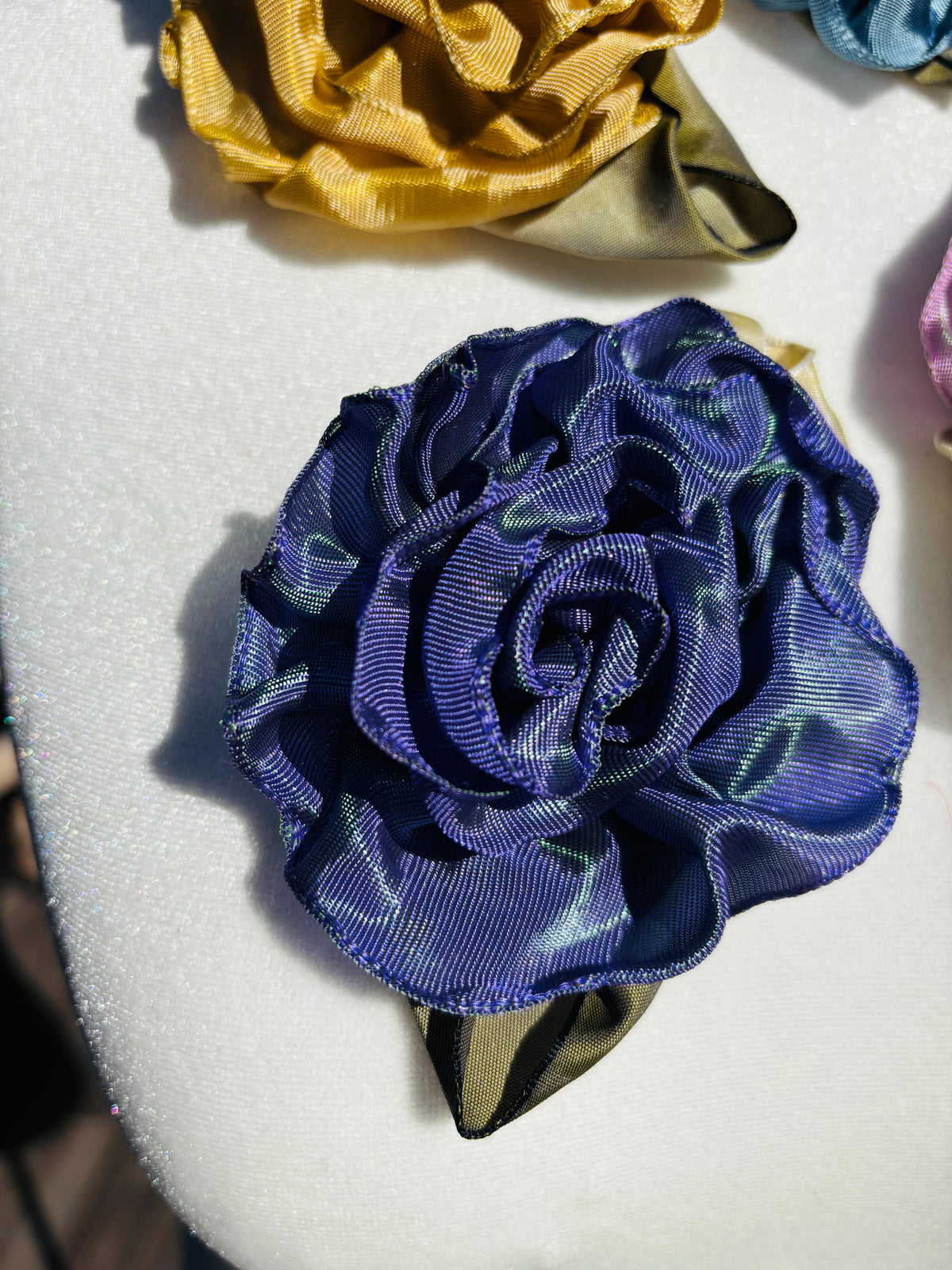 Rosette Blue Reshapeable Flower Pin & Boutonniere, 3"