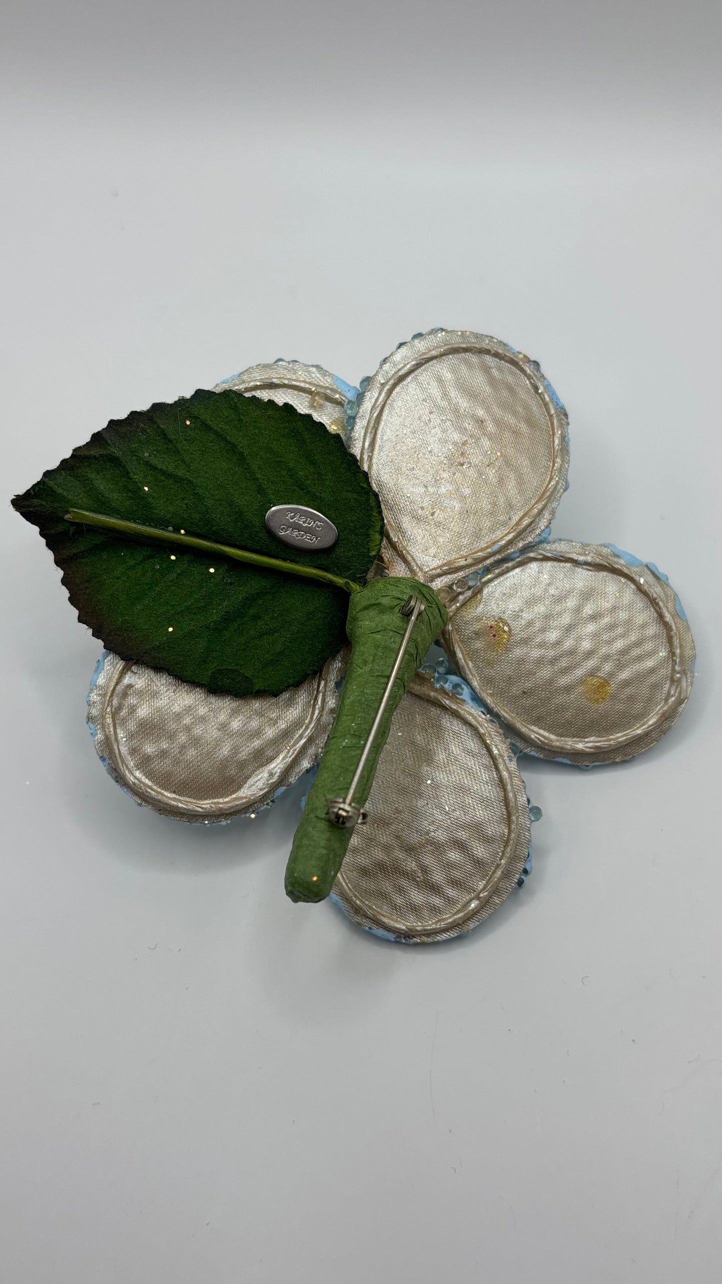 "Rock Sugar" Yellow Beaded Daisy Flower Pin. Karin's Garden 3" One of our top sellers through the years. Available in 7 colors.