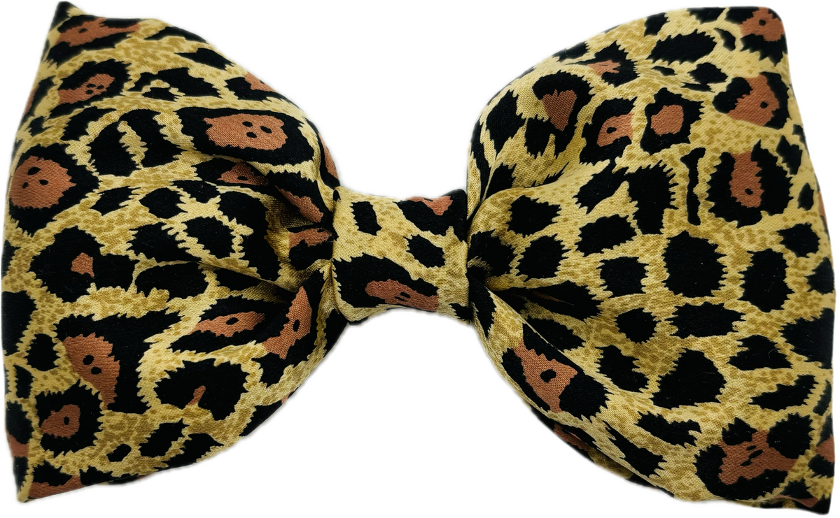 Siena Leopard Print Silk Charmeuse Bow Barrette, 5 1/2"