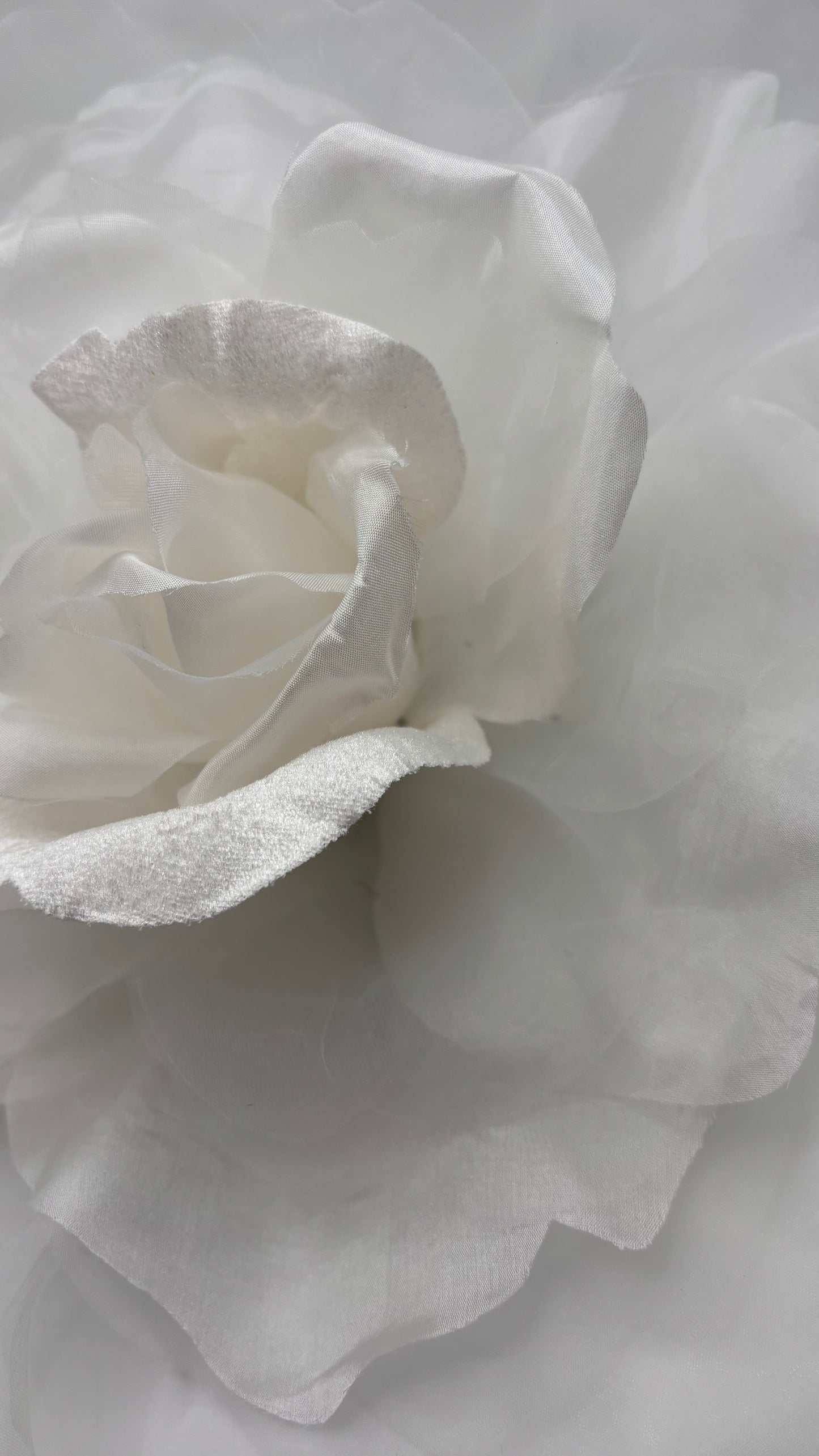 Ariana White Silk & Velvet Organza Rose Pin & Clip, 10"