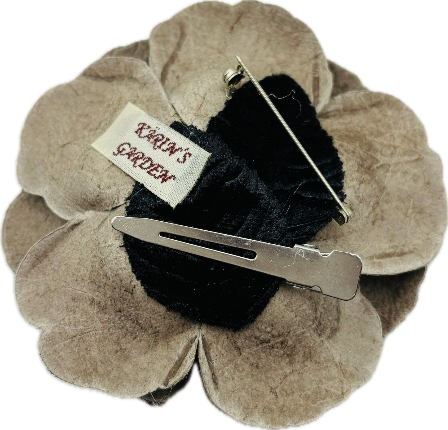 "Roxi" Patent Leather Gold Flower Brooch & Clip. 2.25" Clip into hair, onto lapel, necklace, purse, hat & more. Made in the USA with Love.