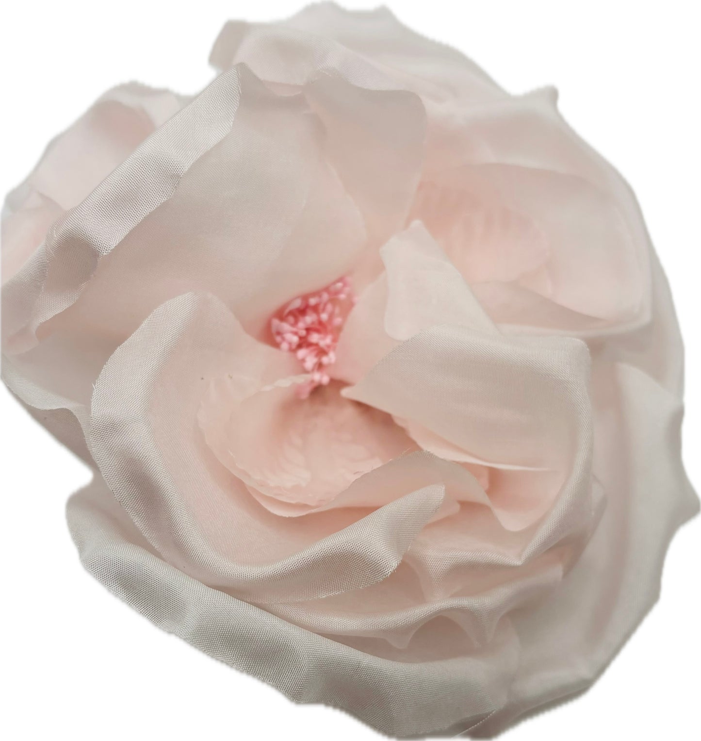 Blake Light Pink Silk Blend Cabbage Rose Pin & Clip, 6"
