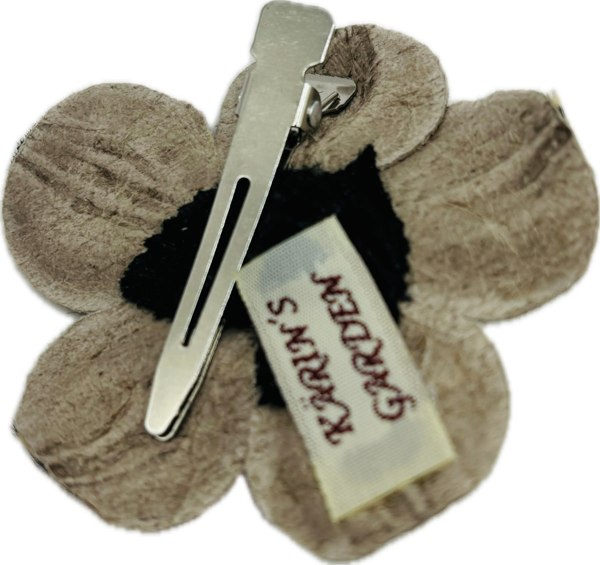 Samantha Mini Leopard Print Leather Clip with Crystal Center, 2.25"