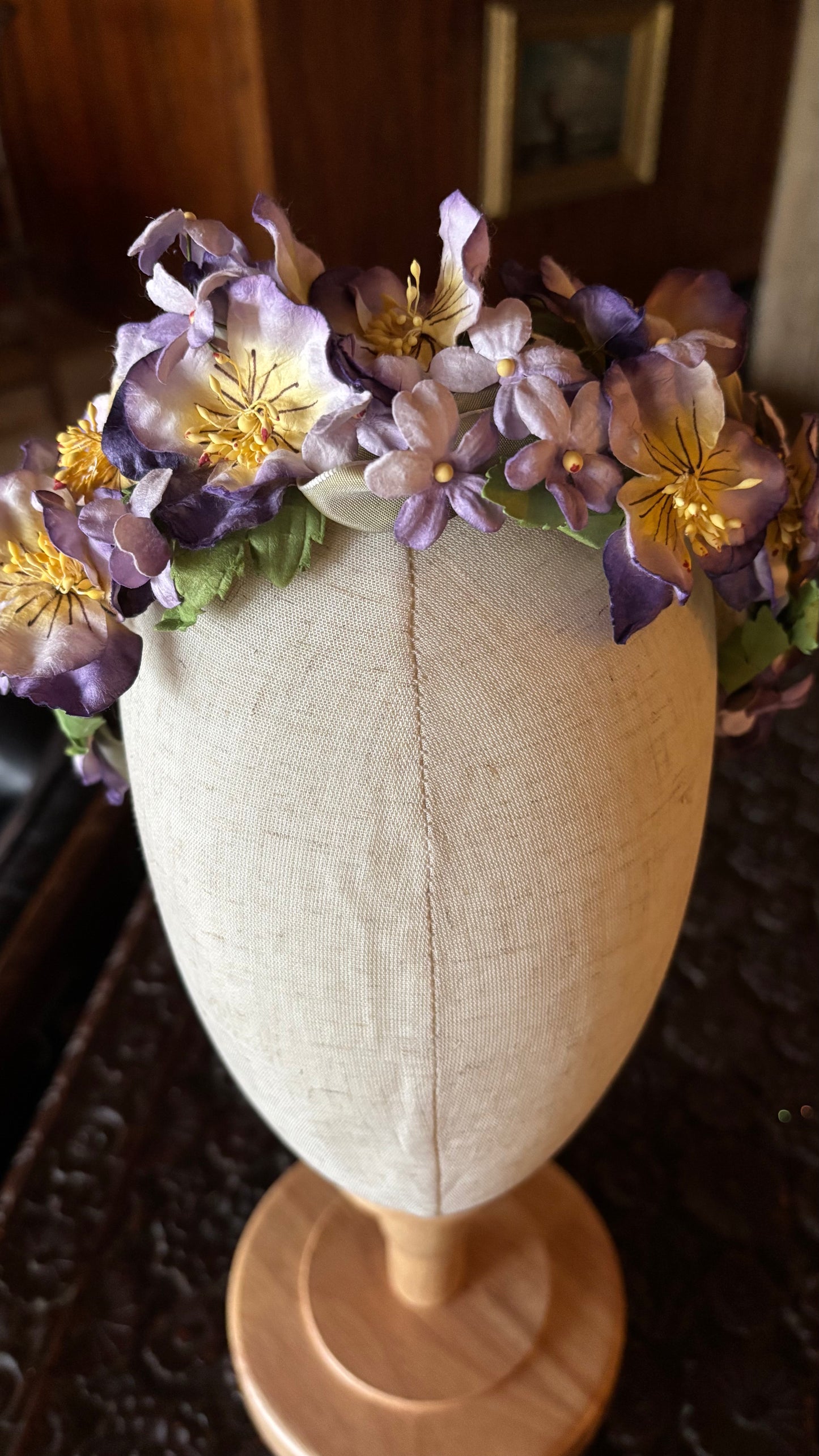 Purple Pansy & Violet Headband, 1" Comfort Fit – Handmade