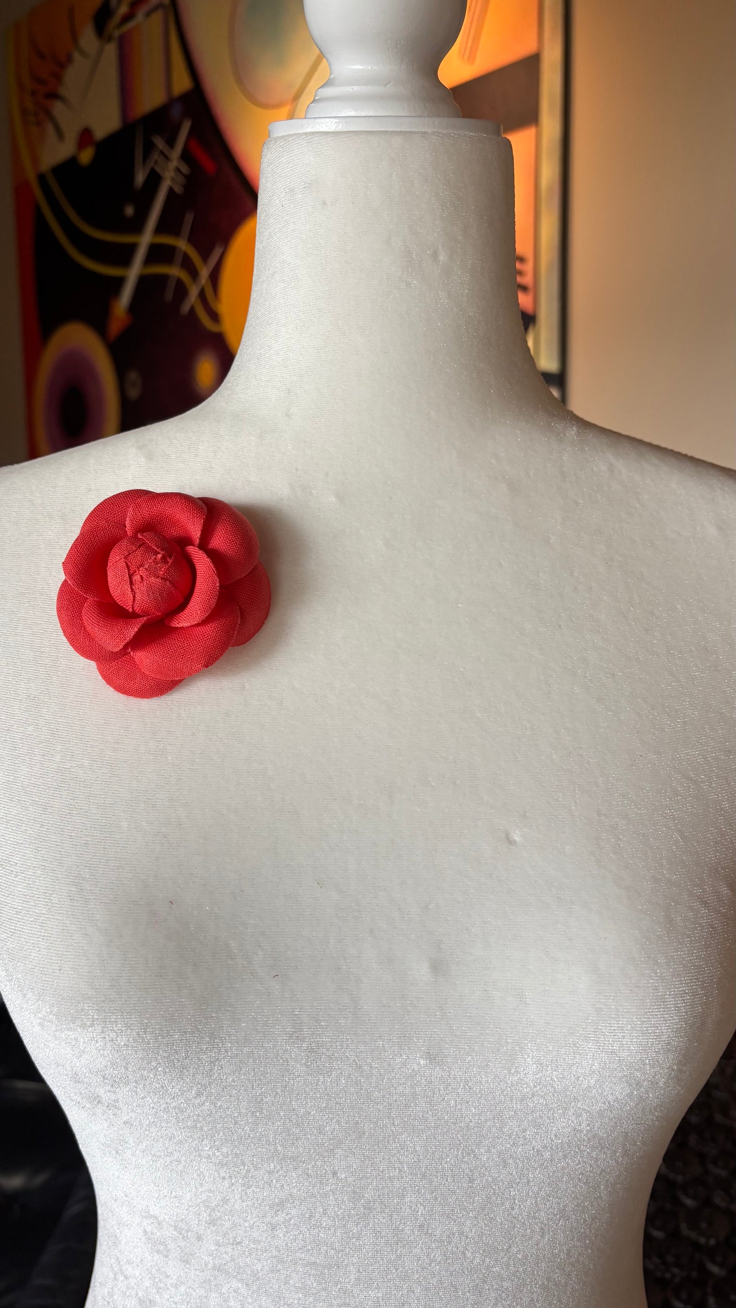 Karin's Garden 3" "Audrey" Classic Linen Camellia Flower Pin Brooch and Clip. Made in the USA