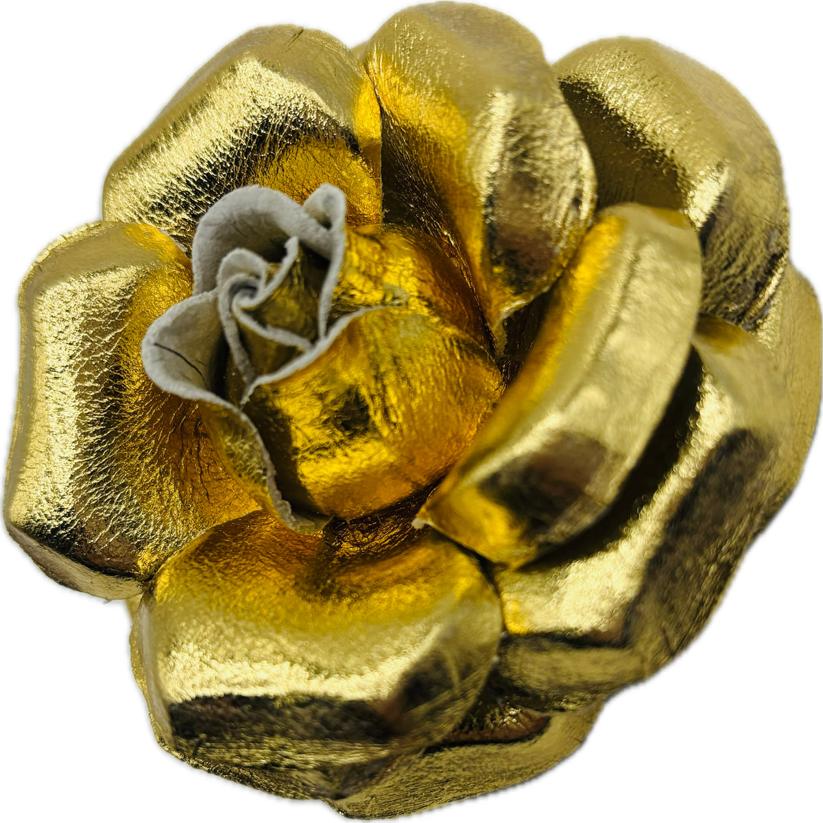 Collette Gold Metallic Leather Pin & Clip, 3"