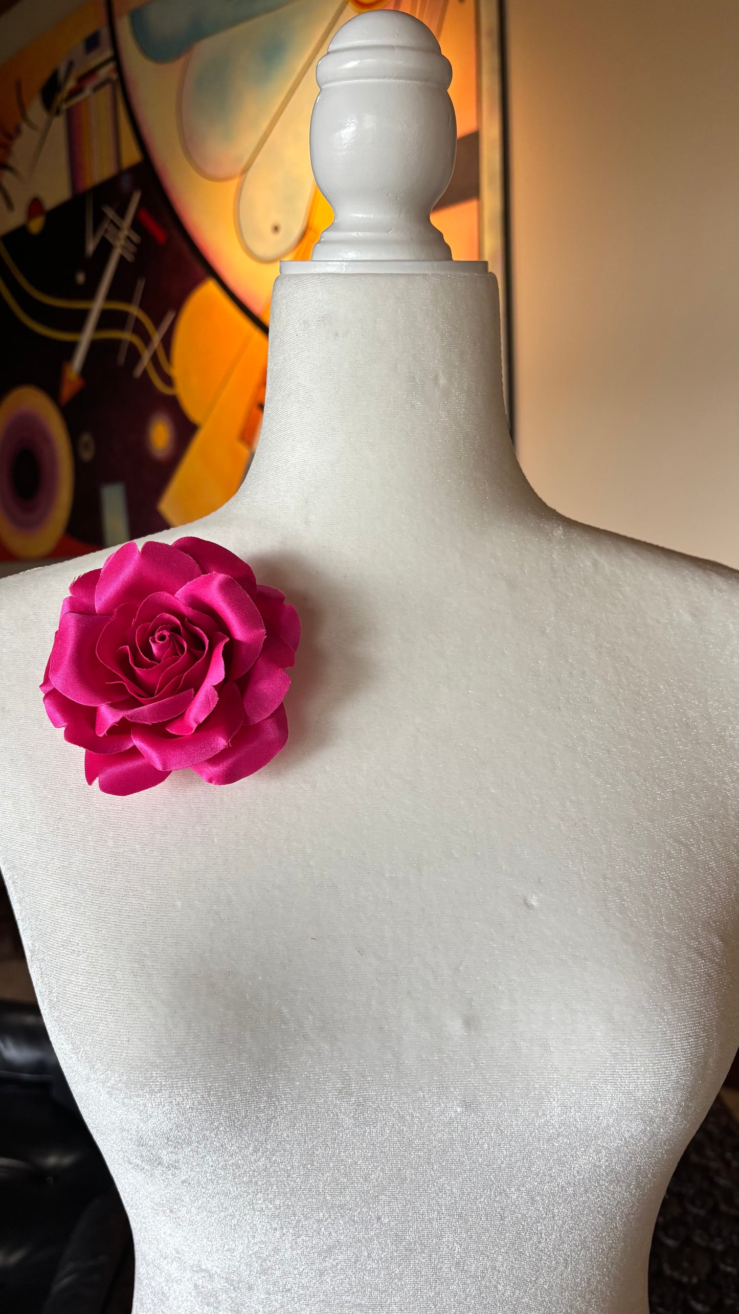 Beth Fuchsia Silk Rose Pin Brooch & Clip, 3.5" – Handmade