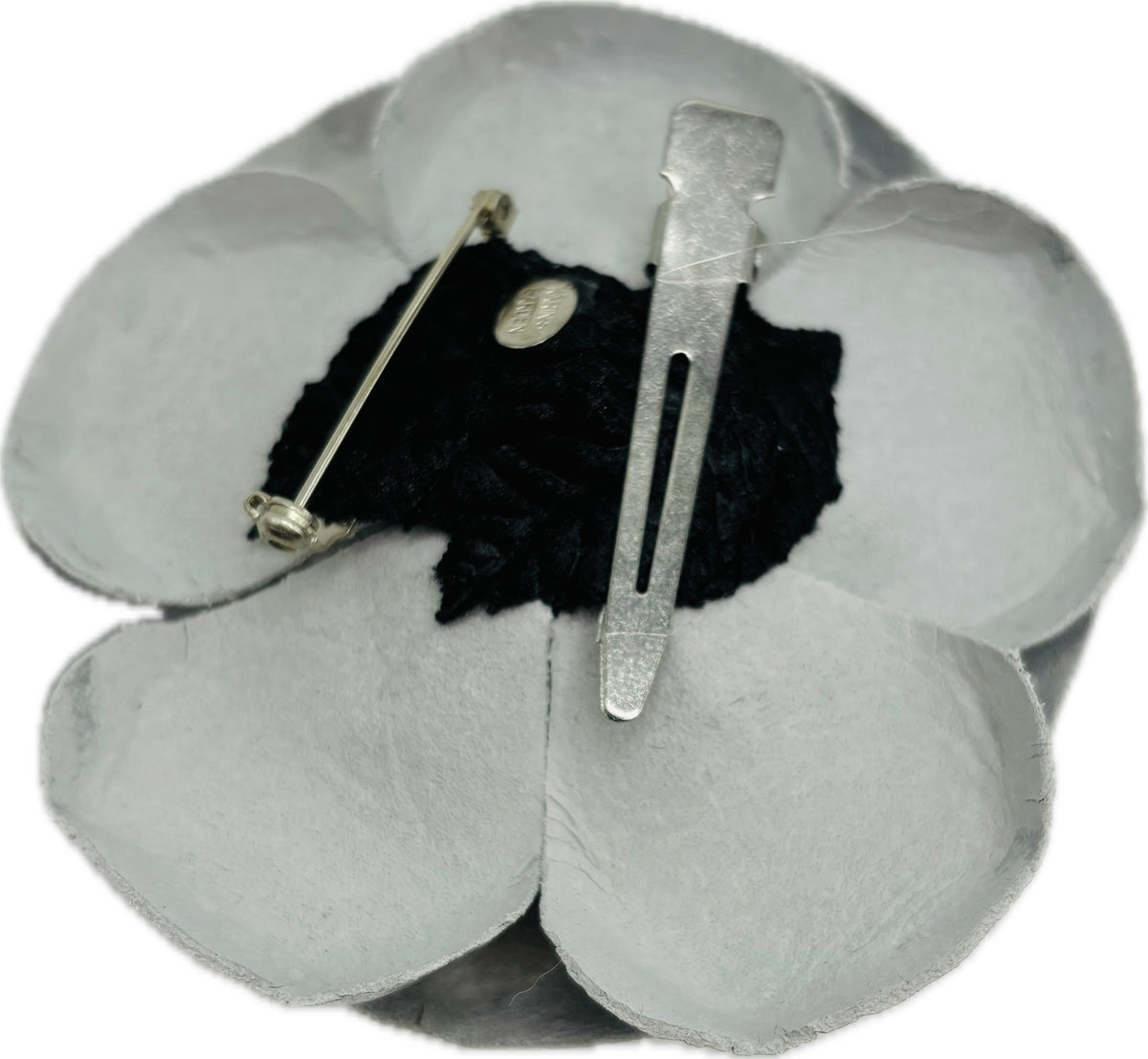 Collette Silver Metallic Leather Pin & Clip, 3"