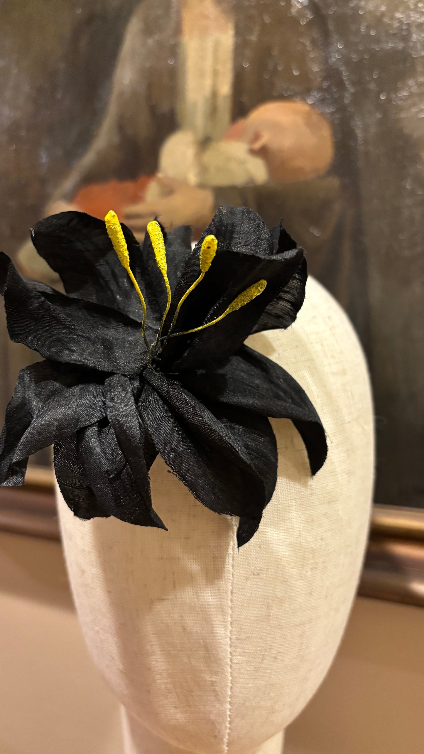 Black Silk Tropical Lily Brooch and Clip. Wear in your hair, clip or pin onto lapel, dress, hat and more.