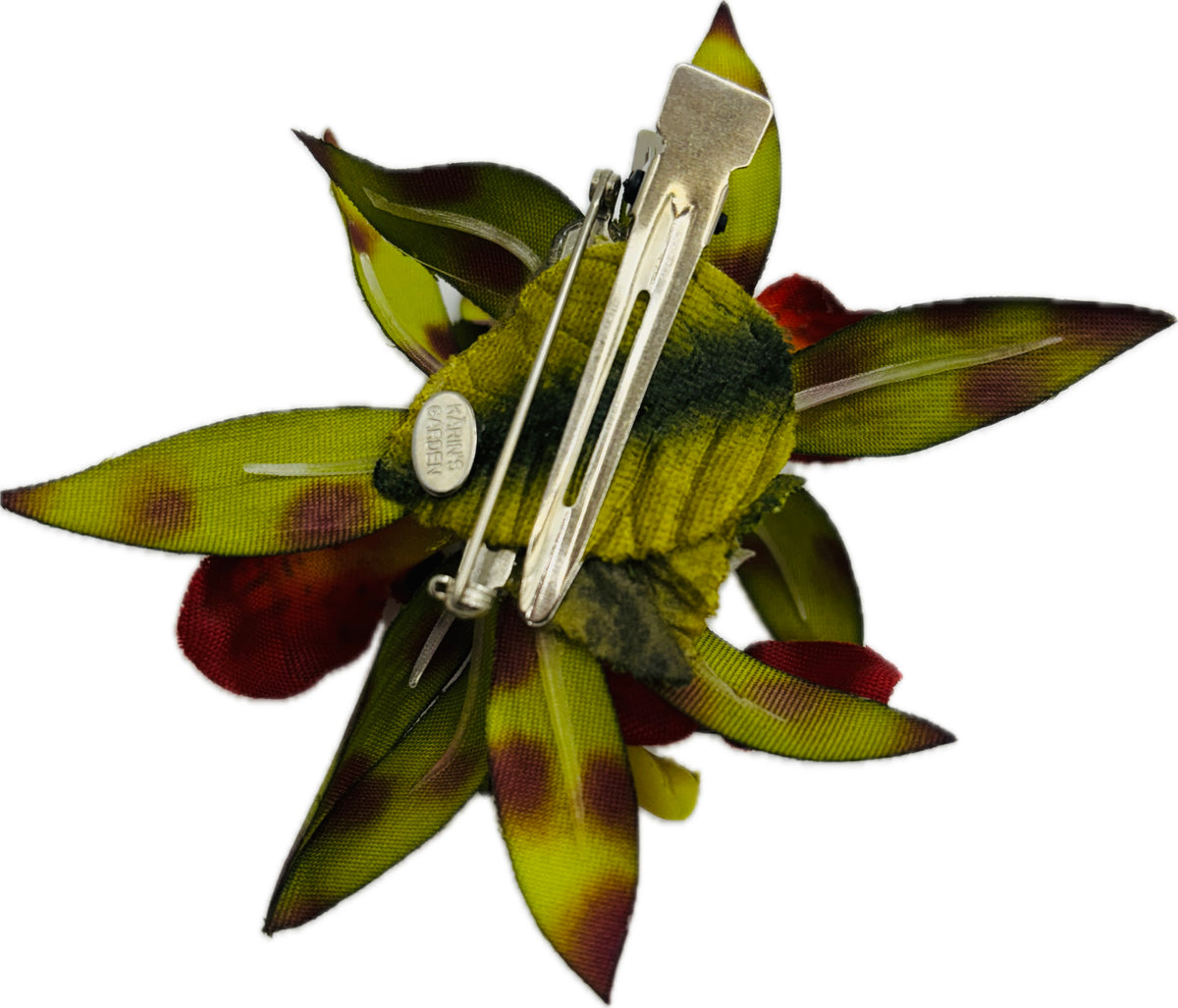 Isla Olive Green Mini Orchids Clip & Brooch