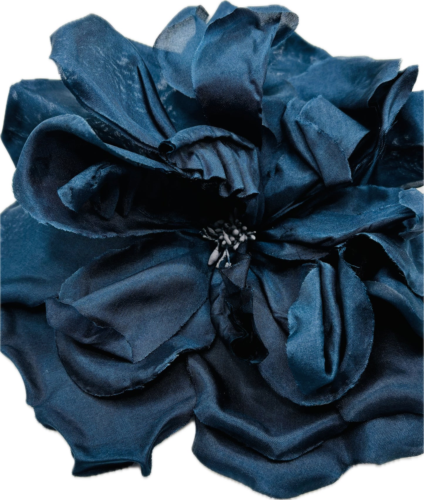 Valentina Navy Silk Blend Cabbage Rose Pin & Clip, 8"