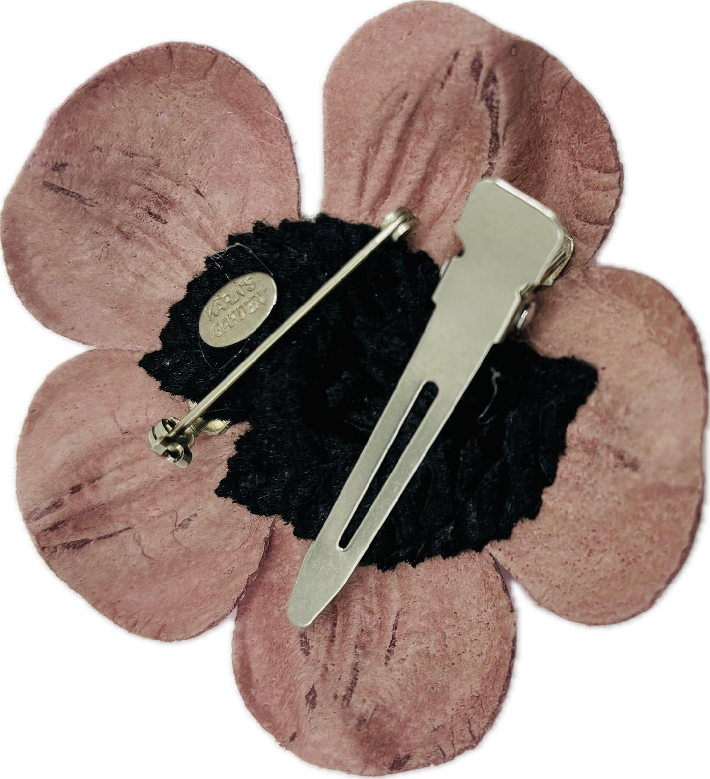 Danica Pink Leather Crystal Daisy Pin & Clip, 2.5"