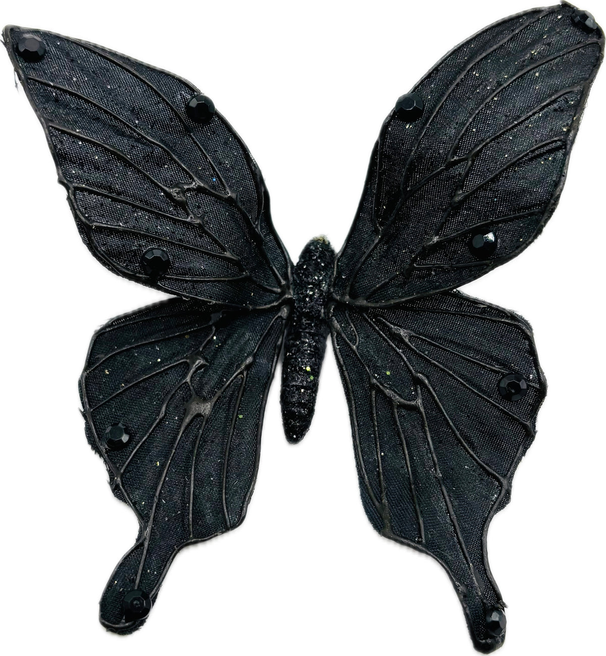 Vanessa Black Butterfly Clip with Bendable Wings, 3 1/2"