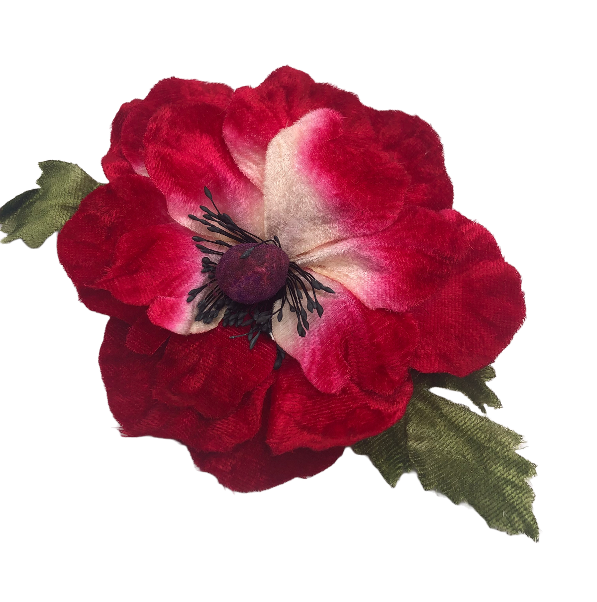 Hema Red Velvet Poppy Pin & Clip, 5"