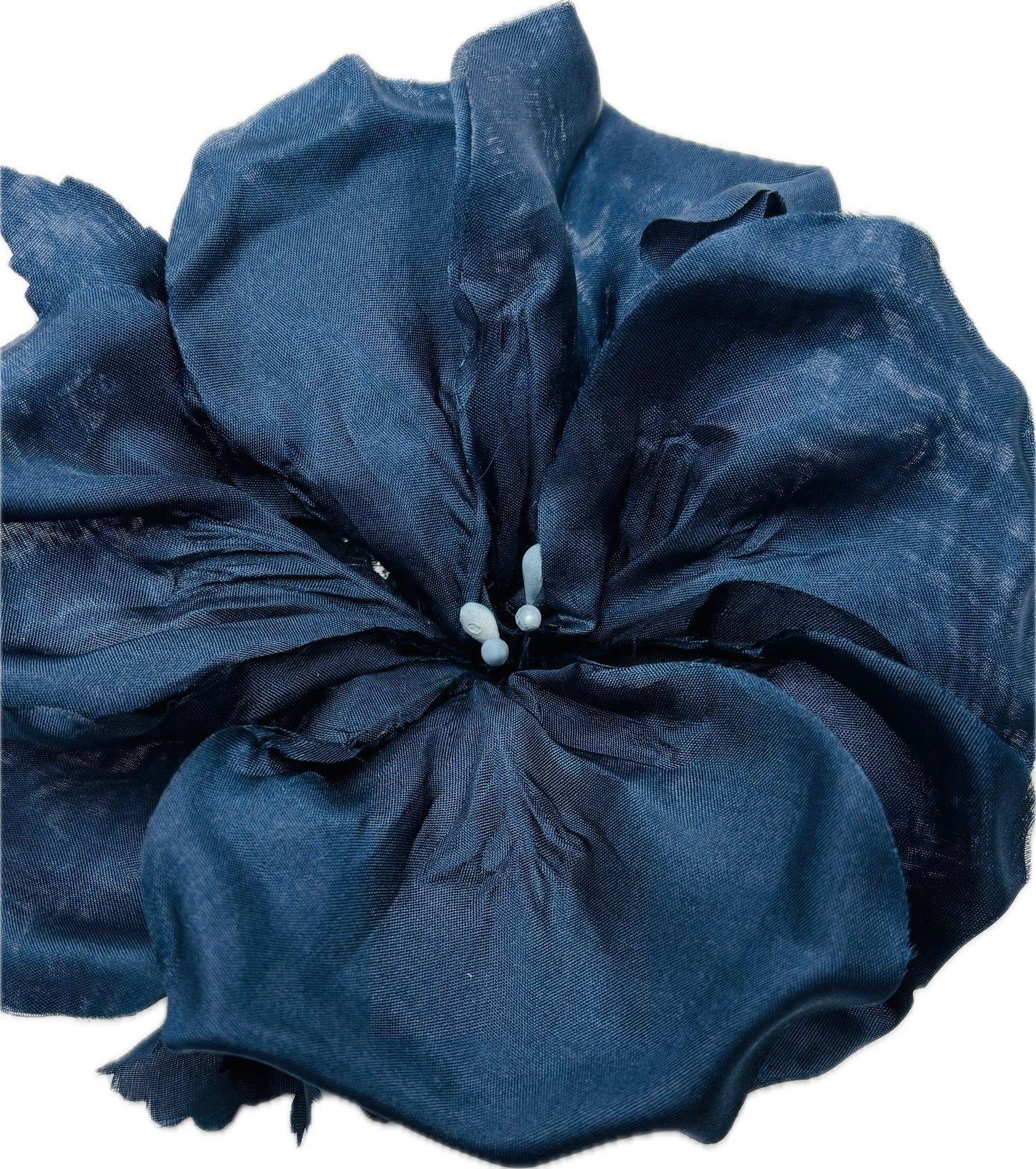 Estelle Navy Silk Blend Poppy Pin & Clip, 4"
