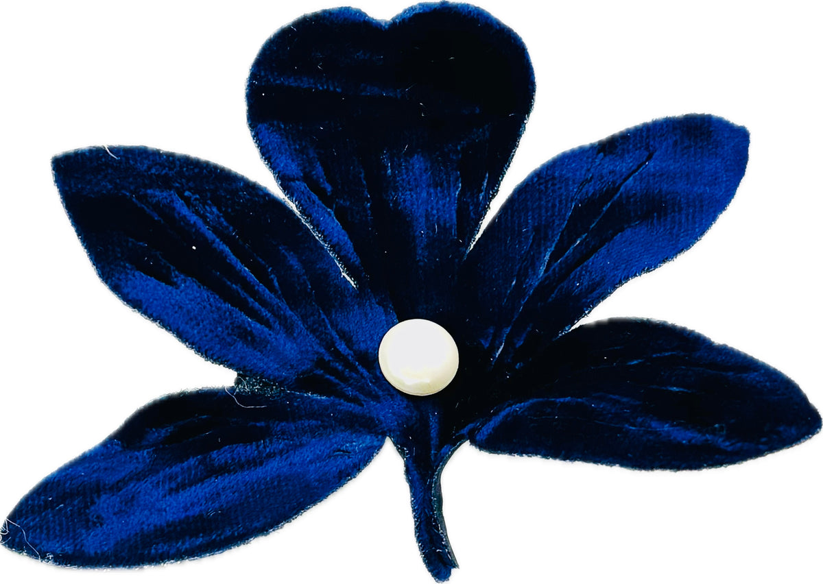 Purple Crushed Velvet Orchid Clip with Pearl Center