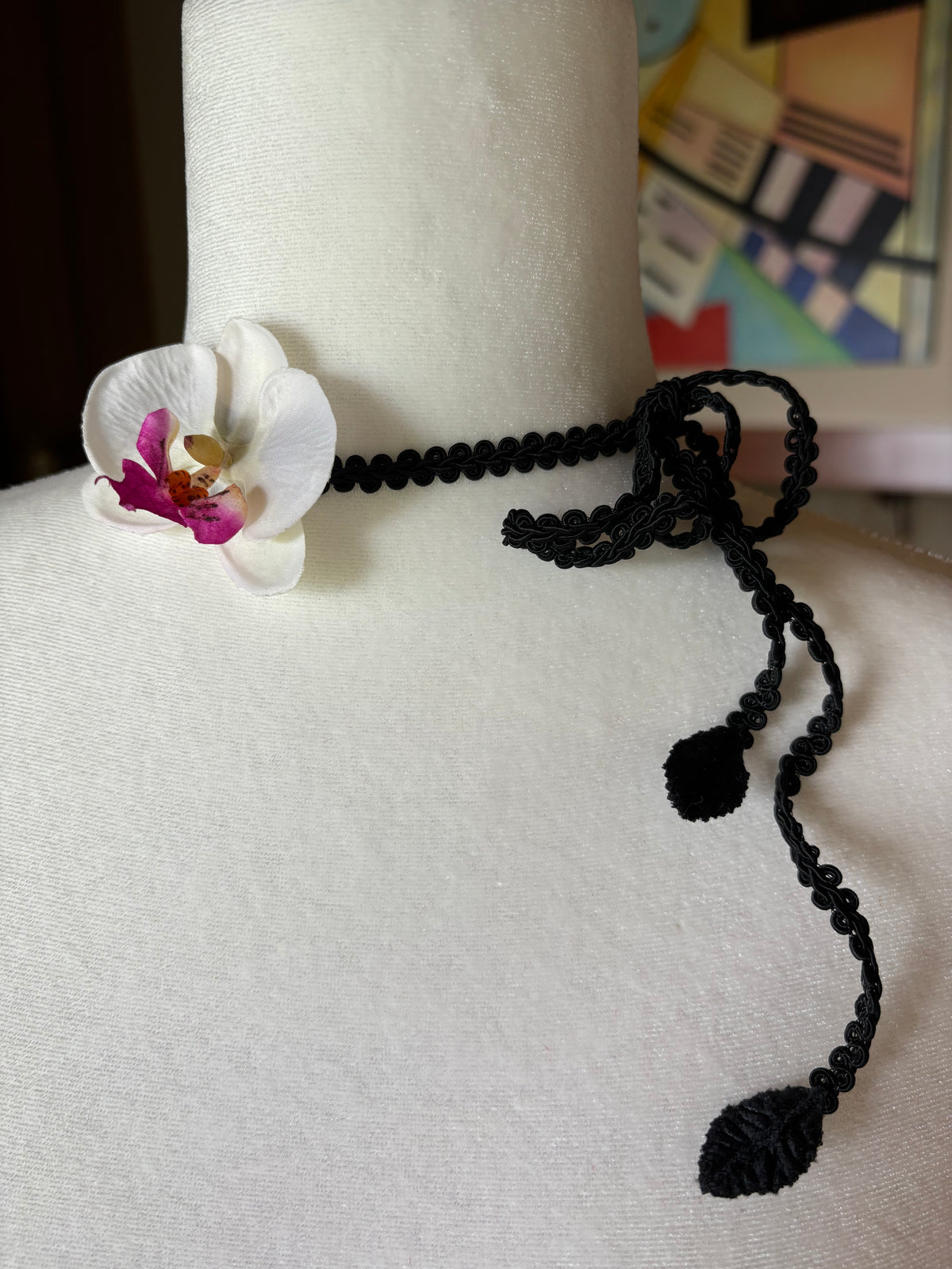 White Phalaenopsis Orchid Choker – Handmade