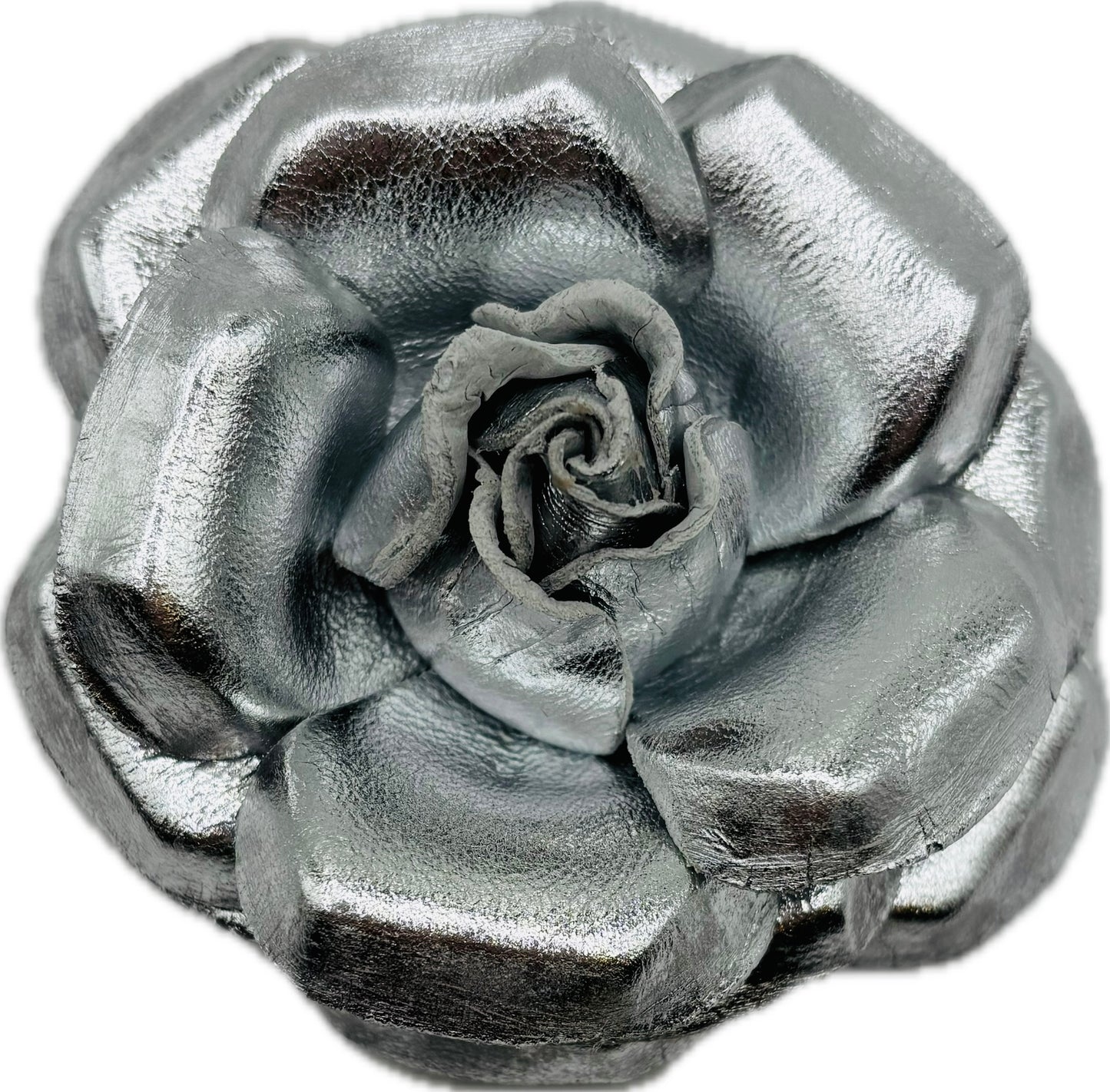 Collette Silver Metallic Leather Pin & Clip, 3"