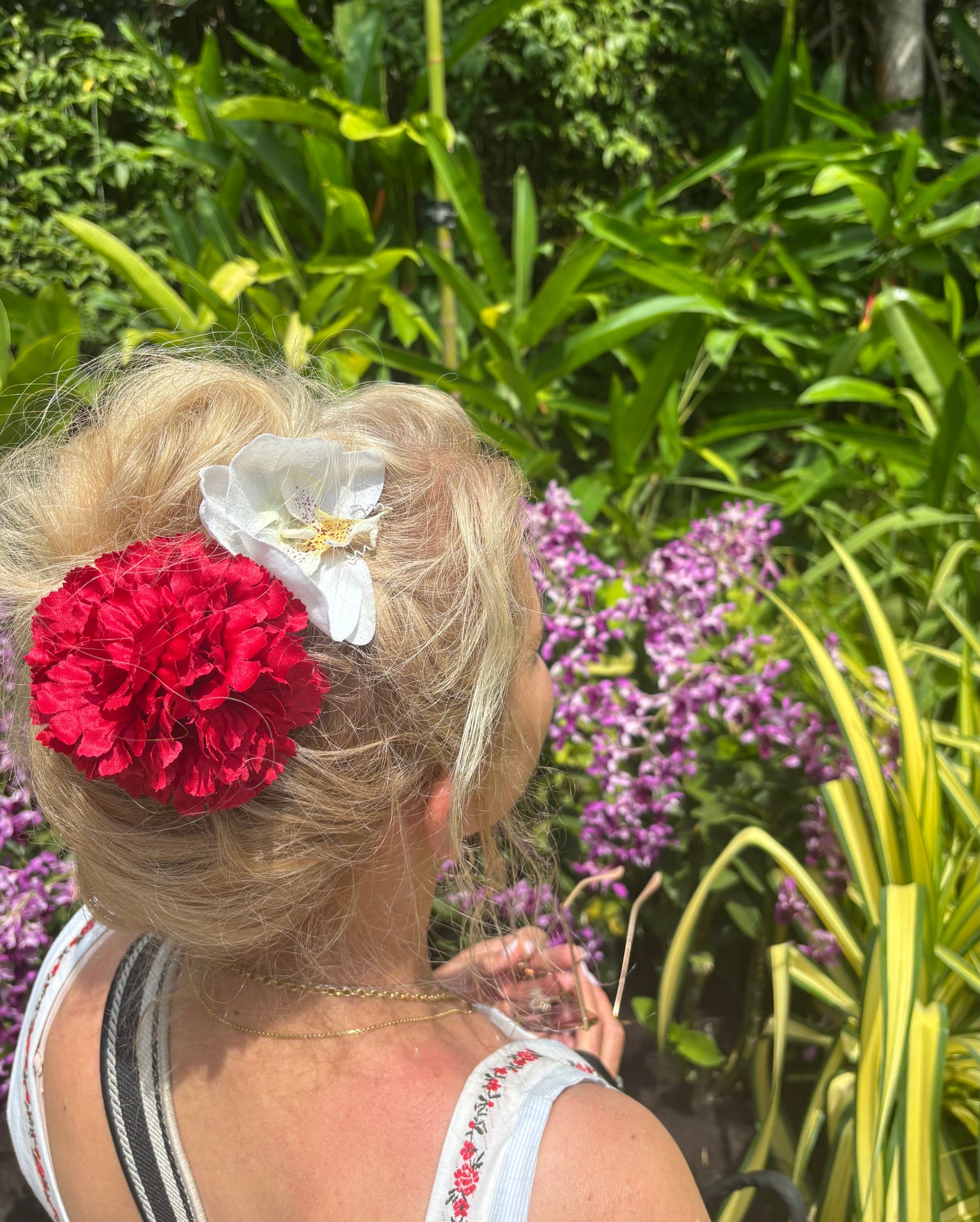 Karin's Garden "Bridgette" 3" Red Silk Satin Carnation Flower Pin Brooch and Clip. Made in the USA.