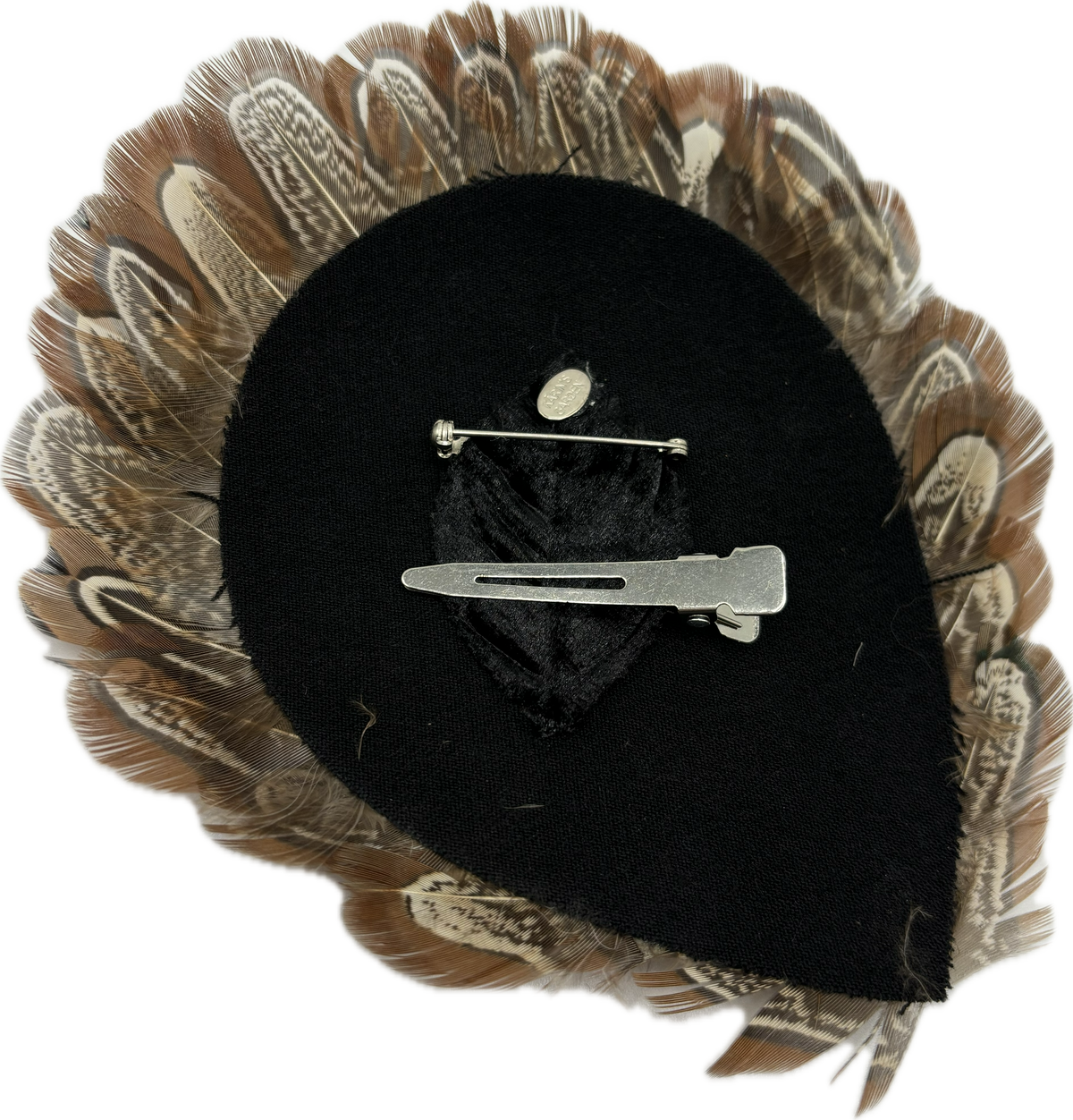 Garbo Brown & Beige Feather Pin & Clip, 4"
