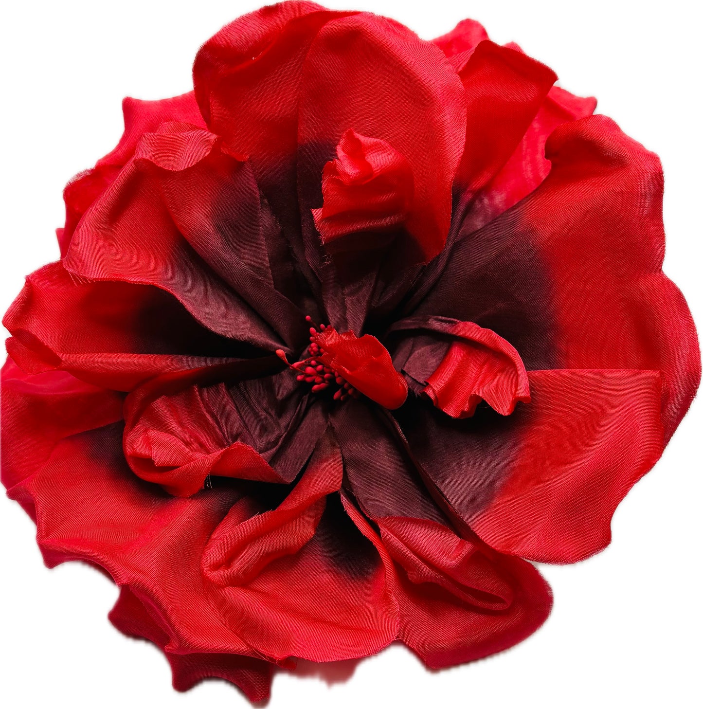Valentina Red Silk Blend Cabbage Rose Pin & Clip, 8"