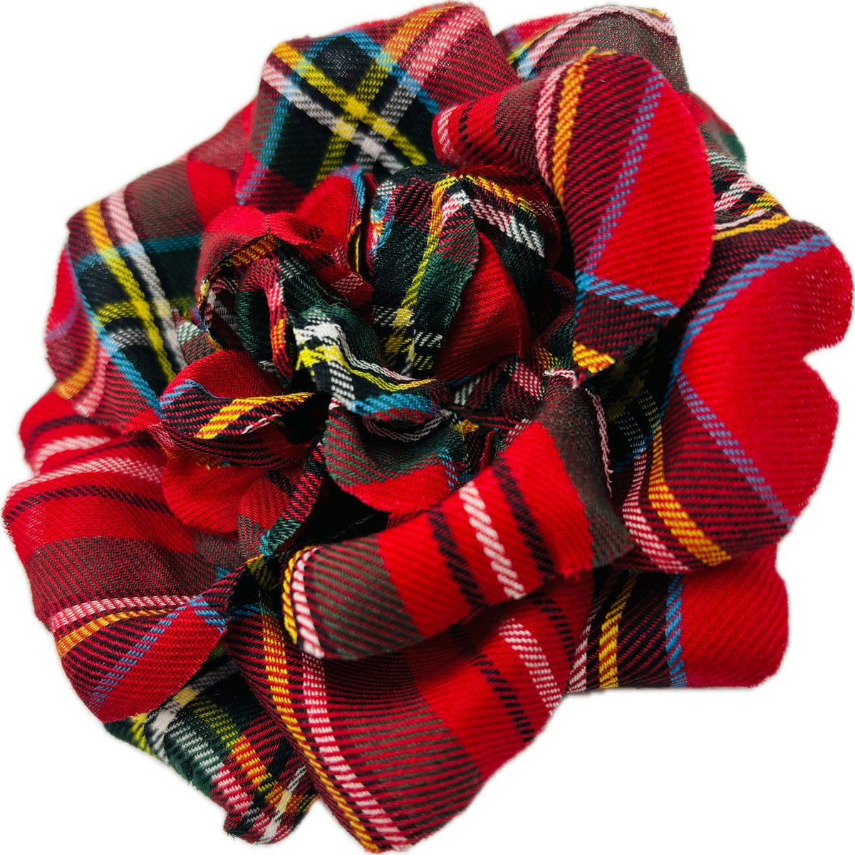 Red Joy Plaid Rose Brooch & Clip