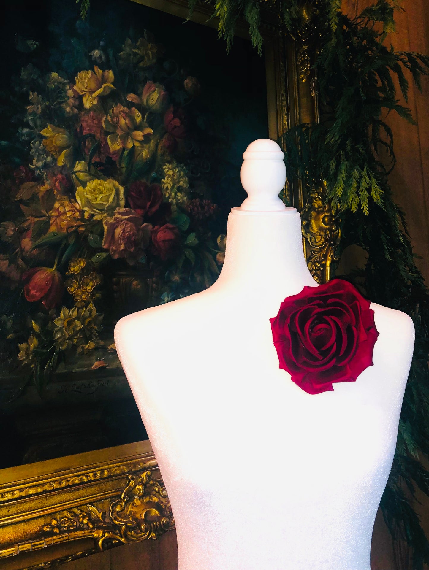 Karin's Garden 4.5" "SJP" Wine Silk Rose Pin & Clip As Seen On: Sex And The City Carrie Bradshaw