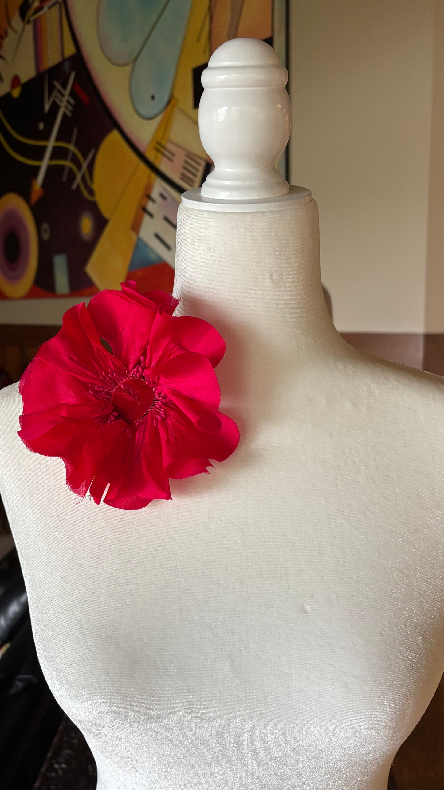 Karin's Garden Dani Silk Poppy 4.5" Pin or Clip into Hair or onto Lapel. One of our best sellers. Carrie Bradshaw As Seen on Sex And The City