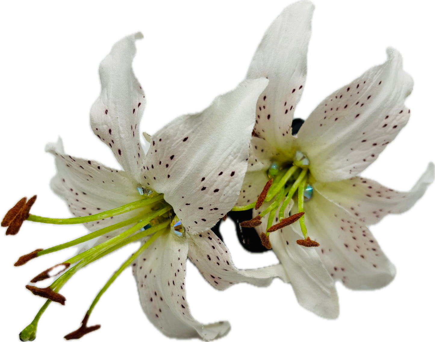 Ophelia White Tiger Lily Claw Clip with Crystals, 4"