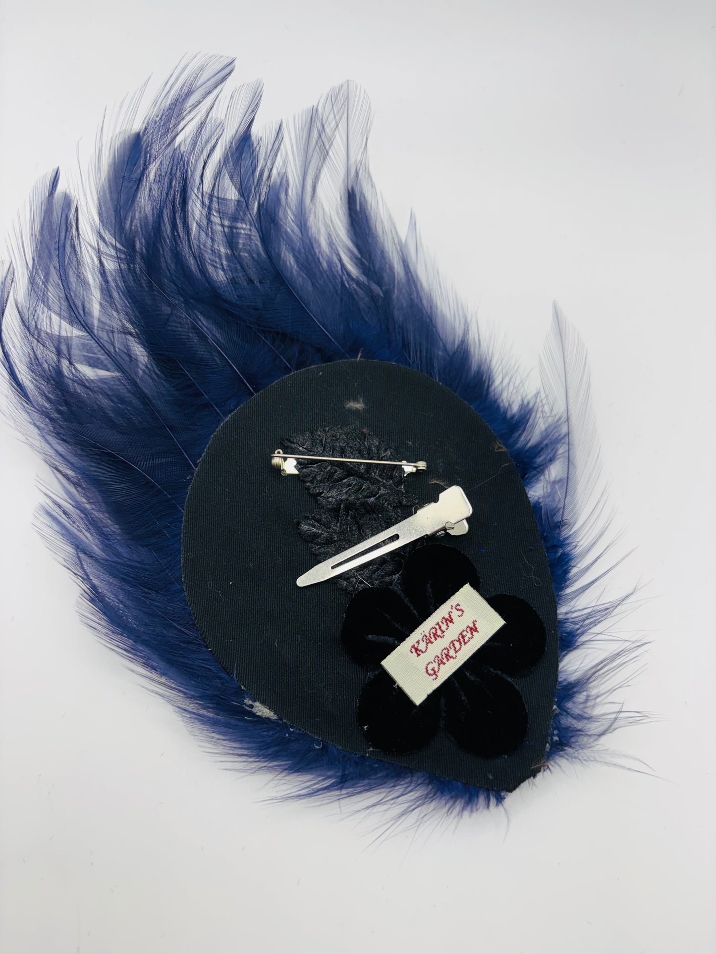 "Garbo" Feather Pin and Clip. Nickel Plate Pin and Pinch Clip. Versatile Accessory