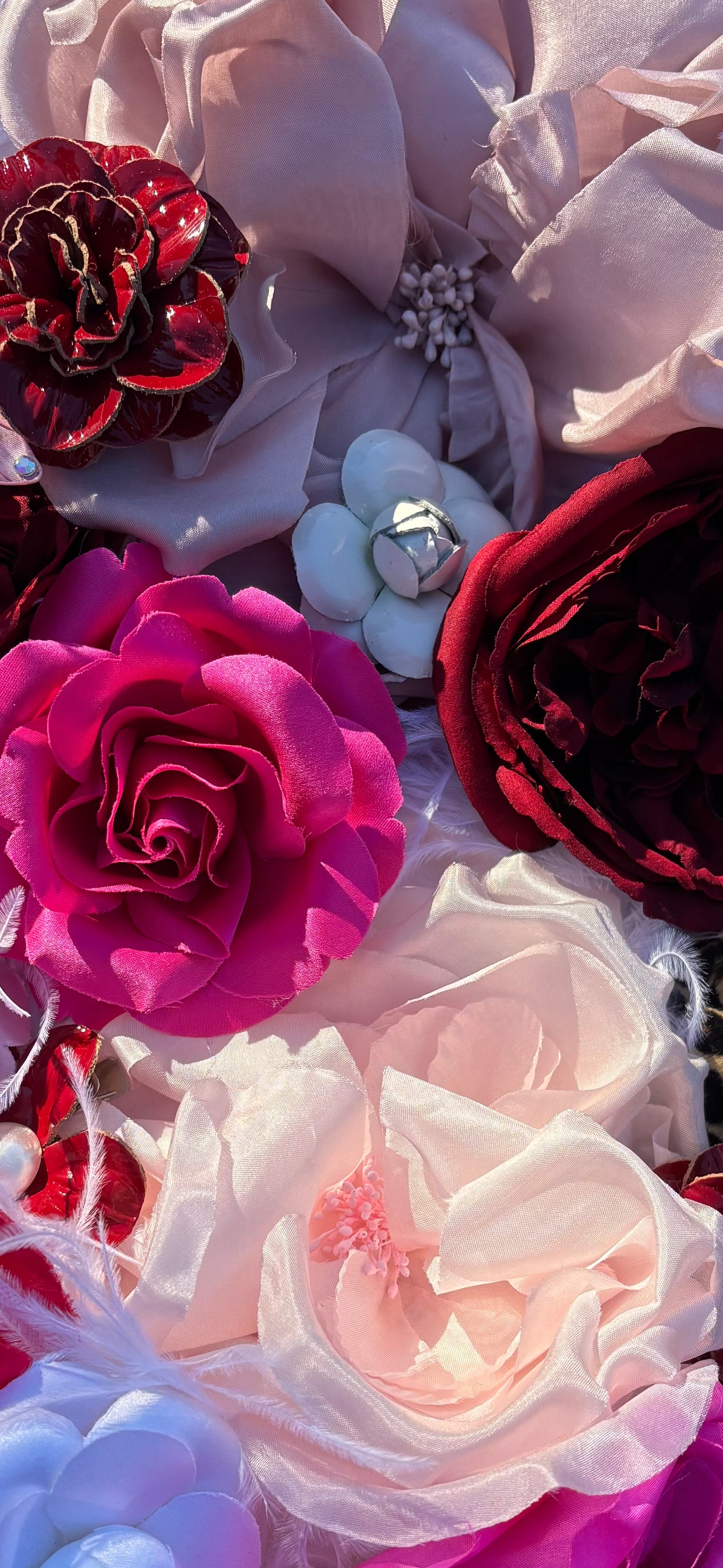 Karin's Garden "Beth" 3.5" Fuchsia Silk Rose Pin Brooch and Clip. Handmade in the USA. Pin or Clip into hair, onto dress, lapel, handbag and more.