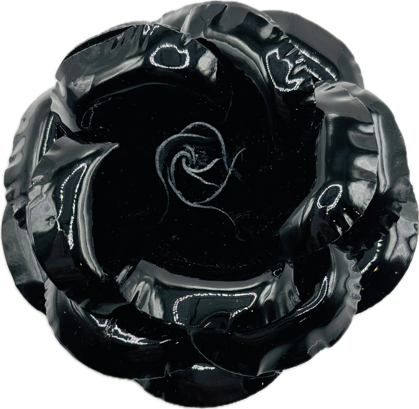 Kirsten Black Patent Italian Leather Rose Pin & Clip, 5" – Handmade