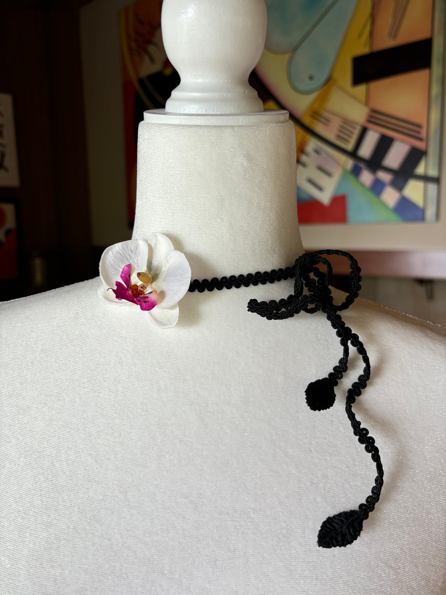 Karin's Garden Phalaenopsis White Orchid Choker. Handmade in the USA. Life like orchid.
