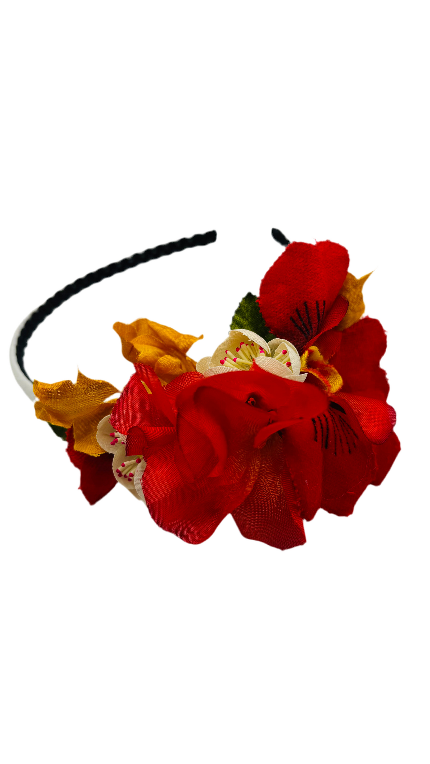 Karin's Garden "Nasturtium" 3/8" Comfort Fit Non Slip Headband. Limited Edition Only one available. Handmade in the USA.