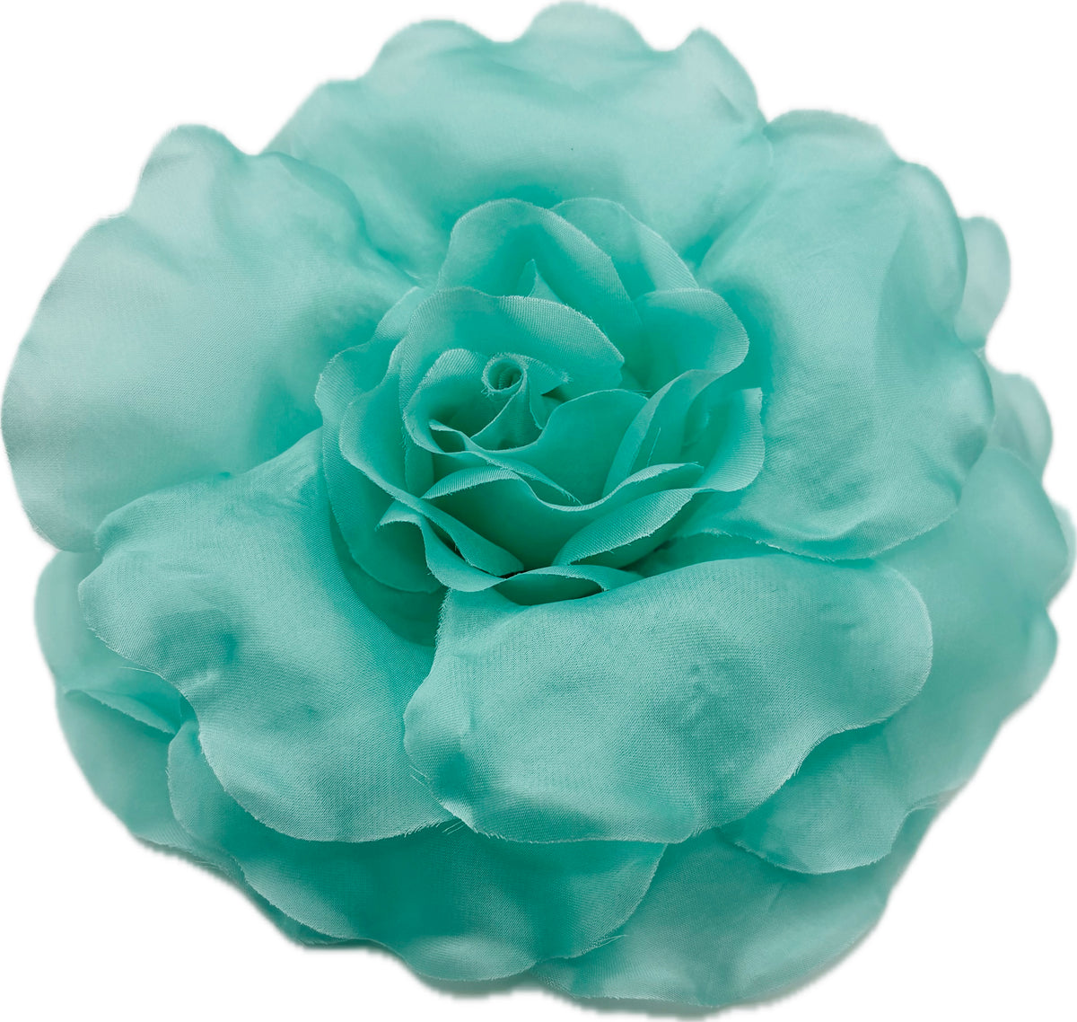 Jolie Aqua Silk Cabbage Rose Pin & Clip, 8"