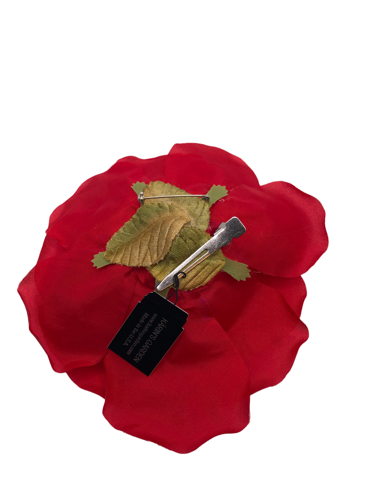 Ferrari Red Silk Derby Rose Pin & Clip, 5"