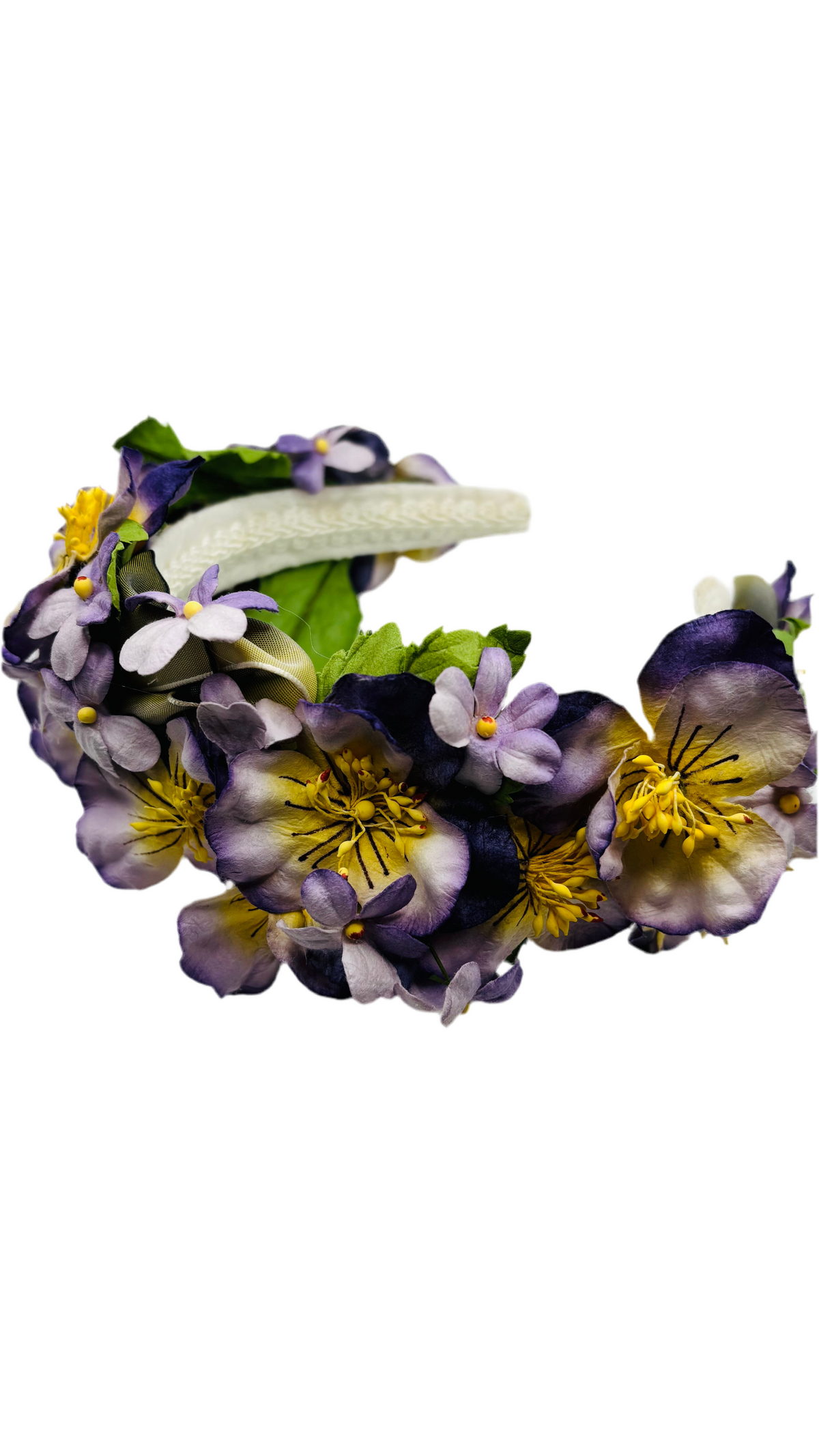 Purple Pansy & Violet Headband, 1" Comfort Fit – Handmade