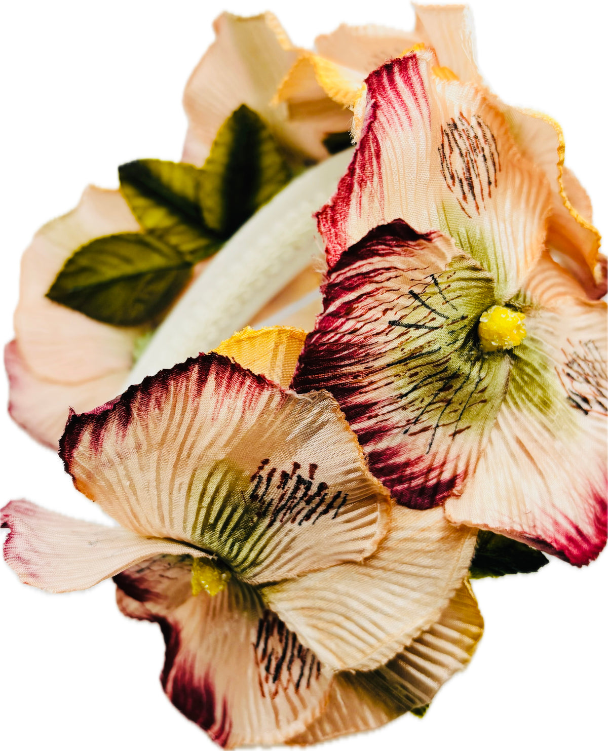 Dakota Vintage Pansy & Velvet Leaves Headband, 1" – Handmade