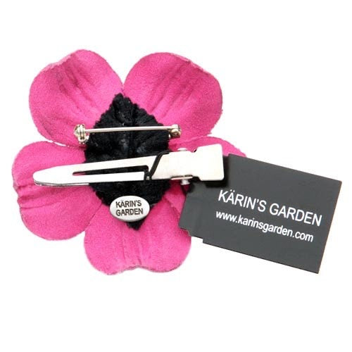 Faux Leopard Print Petite Flower Pin & Clip with Crystal Center, 2.25"