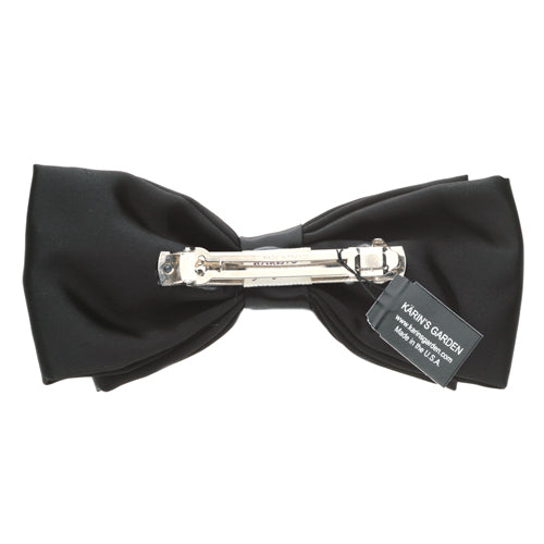 Karin’s Garden Black Silk Satin Bow Hair Clip