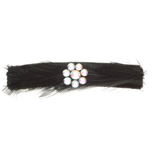 Black Feathers & Crystals French Auto Barrette