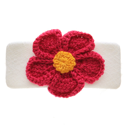 Fuchsia Linen & Crochet Daisy Barrette, 4" – Handmade