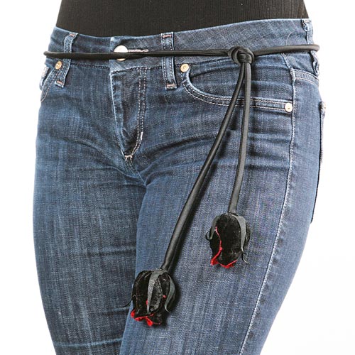 Karin's Garden Velvet Black & Red Rosebud Choker or Belt