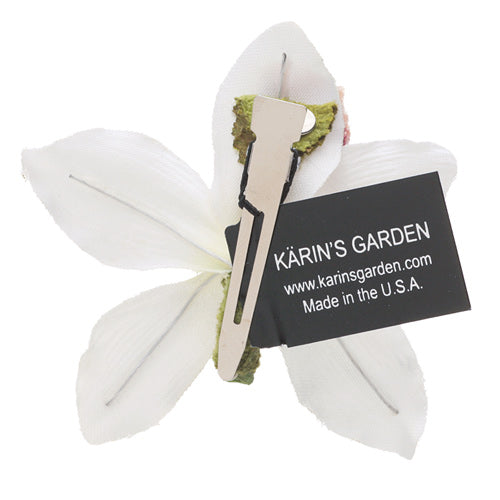 Karin's Garden "Paloma" White 2" Satin Mini Orchid Clip