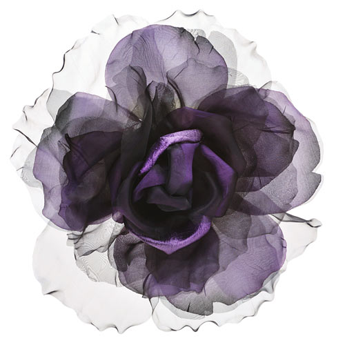 Ariana Purple Silk & Velvet Organza Rose Pin & Clip, 10"