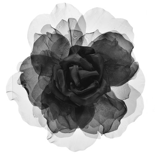 Ariana Black Silk & Velvet Organza Rose Pin & Clip, 10"