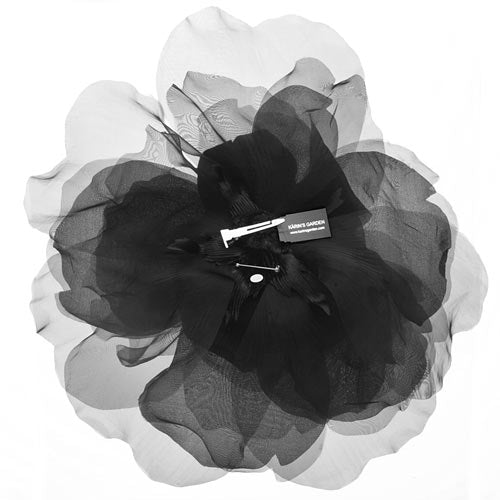 Ariana Black Silk & Velvet Organza Rose Pin & Clip, 10"