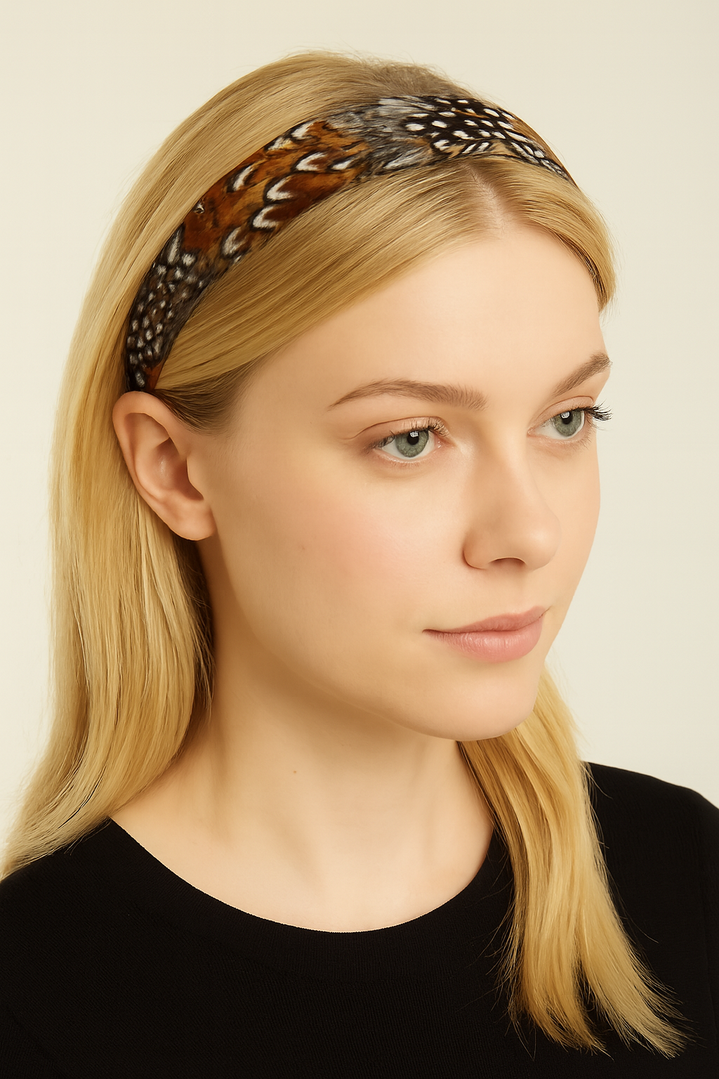 Feather Melange Silk Headband. 1" Comfort Fit. Handmade in the USA.